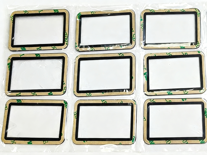 electronics glass with adhensive tap